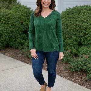 Tommy Hilfiger Forest Green V-Neck Sweater